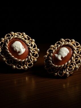 Vintage-Inspired Petite Gold Cameo Earrings